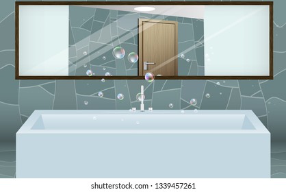 The interior of the bathroom with marble