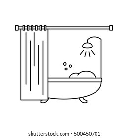 Interior bathroom in style line. Vector illustration.