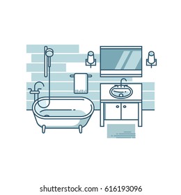 Interior of a bathroom. Vector illustration.