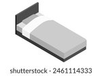 Interior: bed, simple isometric illustration, Vector Illustration