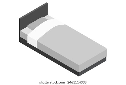 Interior: bed, simple isometric illustration, Vector Illustration