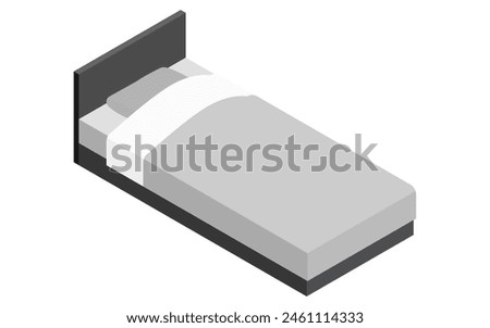 Interior: bed, simple isometric illustration, Vector Illustration
