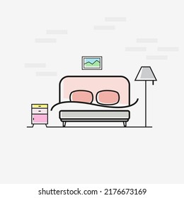 Modelo de diseño de logotipo de habitación interior Ilustración