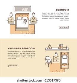 Interior of a bedroom. Vector illustration.