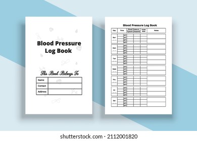 interior Blood pressure log book. Blood pressure journal and Pulse tracker. interior log book. Blood pressure tracker. interior Blood pressure notebook. Pulse tracker notebook.
