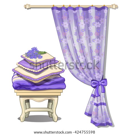 Interior in blue color. Vector illustration.