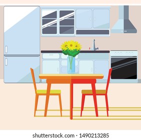 The interior of the bright kitchen for the home, EPS 10