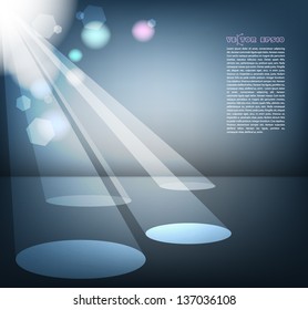 The interior with bright spotlights.  Place for your text