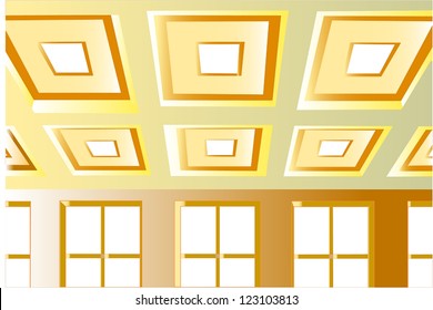 Interior building - part of the ceiling and walls, entrance hall large house