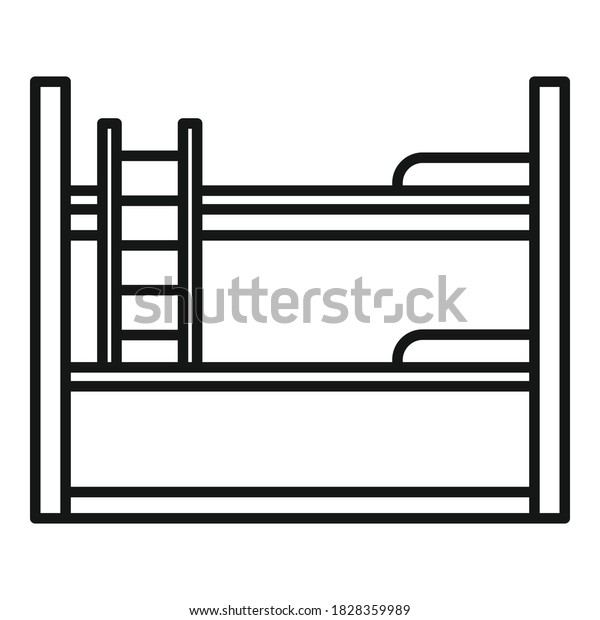 Interior bunk bed icon.\
Outline interior bunk bed vector icon for web design isolated on\
white background