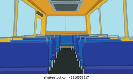 Interior Bus Vector Inside Front Design Colorful Transportation School Bus On Wheels Illustration Art