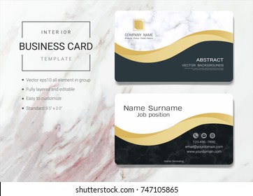 Interior business name card template, Simple style also modern and elegant with marbling texture imitation background, It's fully layered and editable, Easy to customize it to fit your needs.