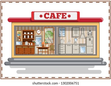 The interior of the cafe. Isolated on white background. Vector illustration.