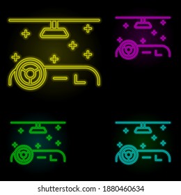 Interior car carwash neon color set icon. Simple thin line, outline vector of car wash icons for ui and ux, website or mobile application
