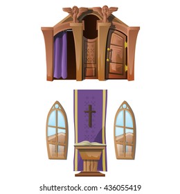 The interior of the Catholic Church. Vector.