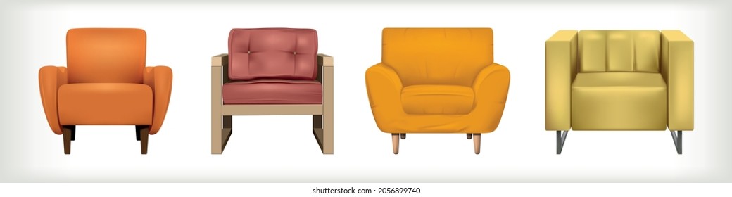 Interior chairs four different designs on a white background vector graphics