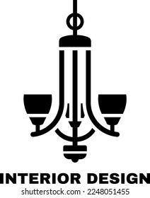 Diseño vectorial del logotipo de la lámpara de araña interior