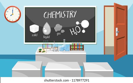 Interior of chemistry classroom illustration