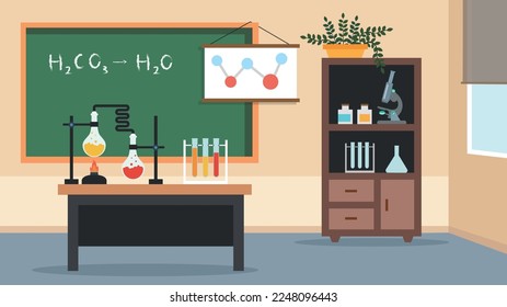 The interior of the chemistry room at school