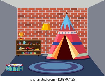 interior of childrens playroom illustration