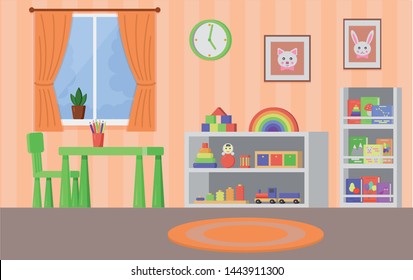 interior of children's room with toys