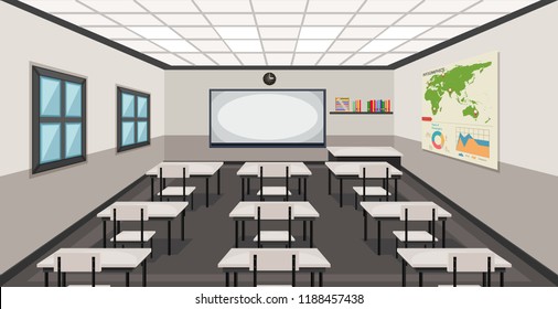 Interior of a classroom illustration