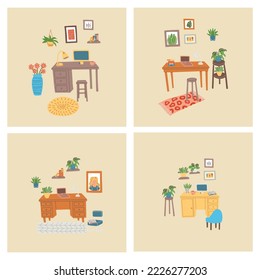 Interior concept of working place. Home room with workplace.