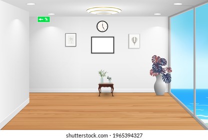 interior of corridor in the hotel on the beach
