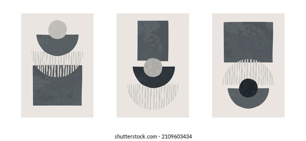 Afiche de arte abstracto de decoración interior. Afiche de arte moderno. Papel de pantalla. Geometría abstracta. Afiche de pared gris