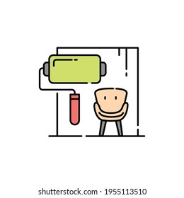 Interior decoration color line icon. Pictogram for web page, mobile app, promo. UI UX GUI design element. Editable stroke.