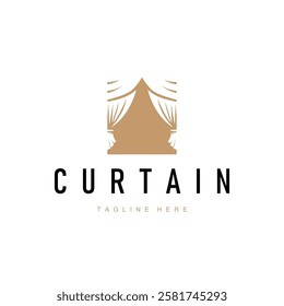 interior decoration curtain logo concept with simple minimalist concept illustration furniture template