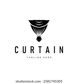 interior decoration curtain logo concept with simple minimalist concept illustration furniture template