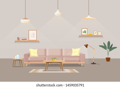 interior decoration flat design blue vintage