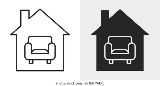 Interior Decoration icon representing home interiors, furniture design, home styling, interior planning, and modern living spaces. This editable vector icon is ideal for interior designers, furniture stores, home decor brands, and architecture websites.