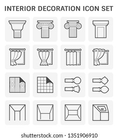 Interior and decoration material icon set design.