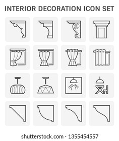 Interior and decoration material icon set design.