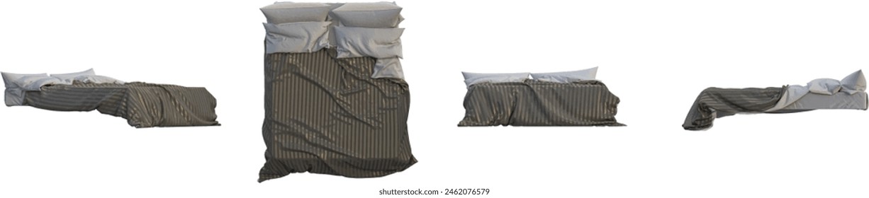 Interior decoration set of luxury bed in 3d rendering