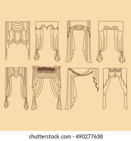  interior decoration textiles sketch. curtains. interior textiles. 