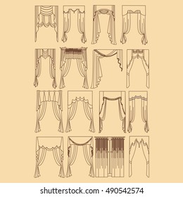  interior decoration textiles sketch. curtains. interior textiles