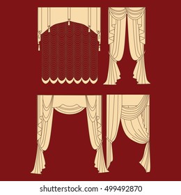  interior decoration textiles sketch. curtains. interior textiles. 