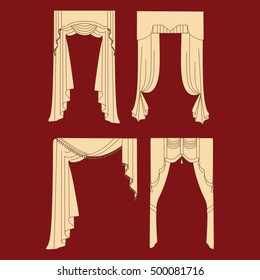  interior decoration textiles sketch. curtains. interior textiles. 