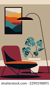 Interior and decorative plants flat illustration