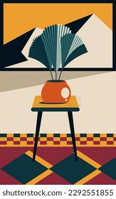 Interior and decorative plants flat illustration