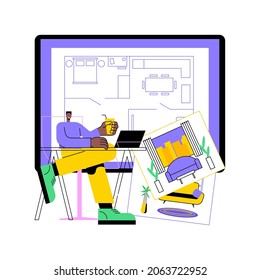 Interior design abstract concept vector illustration. House decoration service, architecture and building, modern classic apartment. Design studio portfolio, decor ideas and tips abstract metaphor.