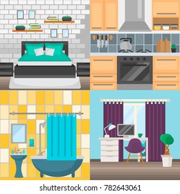 Interior design of apartments by zone flat