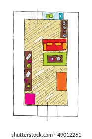 Interior design apartments - top view