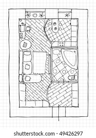 Interior design apartments - top view