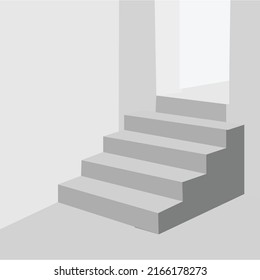 fondo de diseño interior escaleras blancas con la puerta vacía ilustración de la habitación 