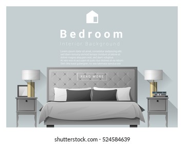 Interior design bedroom background, vector , illustration