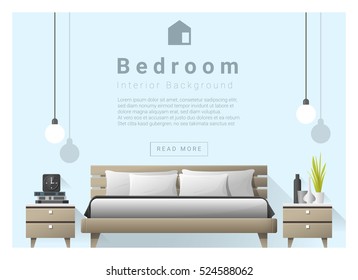 Interior design bedroom background, vector , illustration